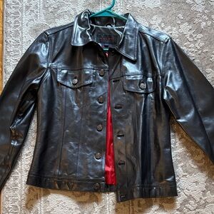 Ralph Lauren Shiny Black Leather Jacket